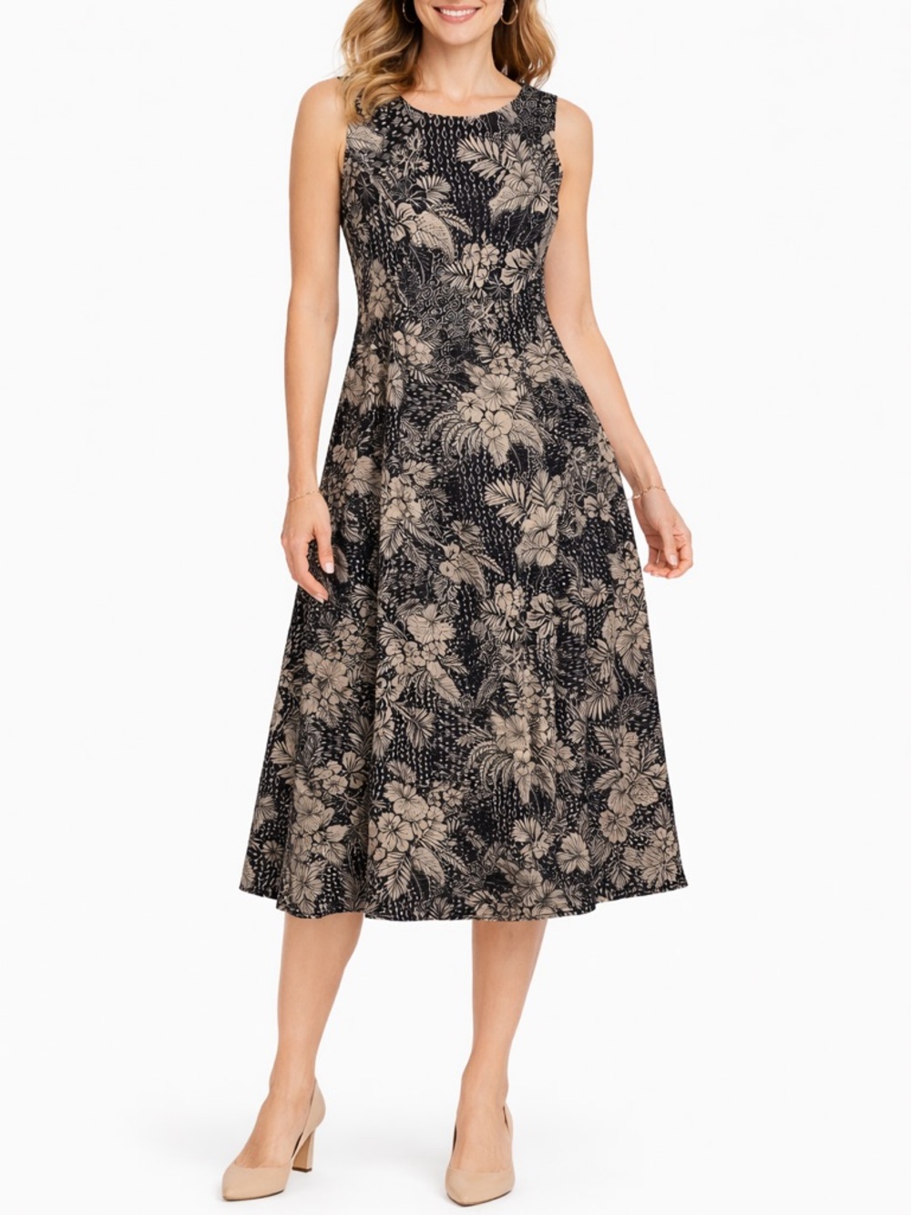 Danny & Nicole Women’s Floral Midi Dress Size 14 Sleeveless A-Line